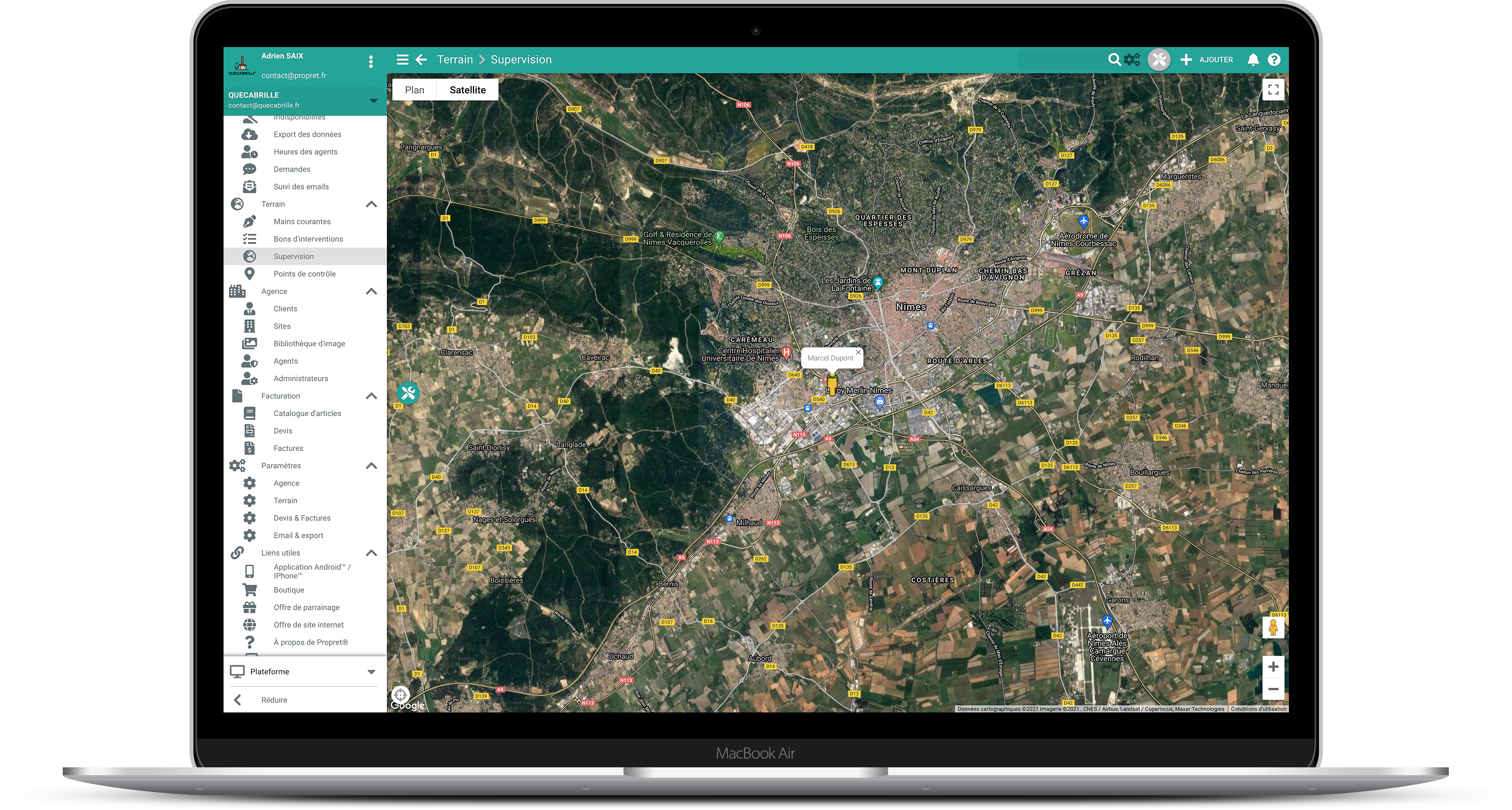 supervision agent logiciel terrain entreprise nettoyage