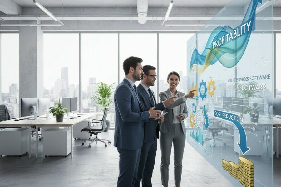 Analysez les différents moyens par lesquels un logiciel de gestion peut améliore - rentabilité, logiciel multiservices, réduc